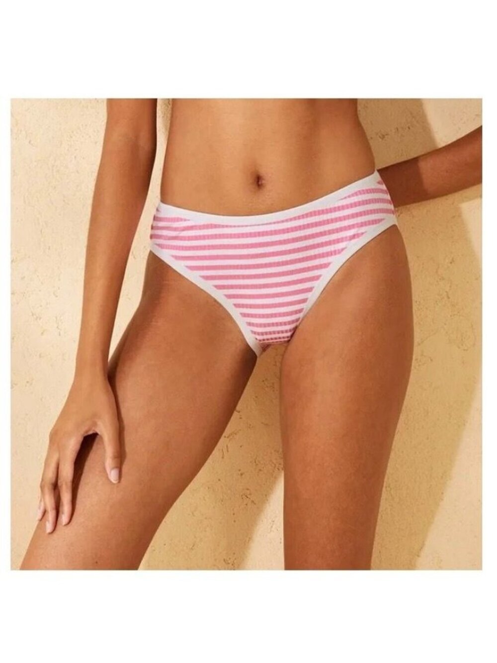 NWT Shade & Shore Striped Ribbed Low-Rise Medium Coverage Bikini Bottom - Large